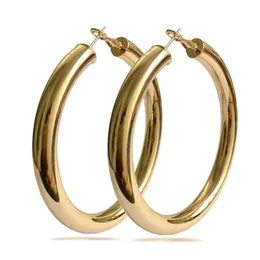 Women Circular Tube Hoop örhängen 18K Real Gold Plated Elegant STOR STORIT Fashion Costume Jewelry Trendy Big Earrings263r