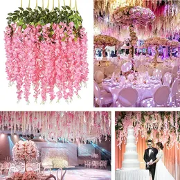 Faux Floral Greenery 12 Pcs Wisteria Pendurado Flor Plantas Artificiais Videira 110 CM Seda Wisteria Garland para Festa em Casa Decoração de Casamento Flores Falsas 230928