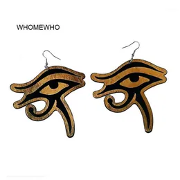 Natural Wood Laser Cut Geometric Eye of Horus Nefertiti Egypt Africa Earrings Böhmen Afrikanska trä DIY -smycken1223s