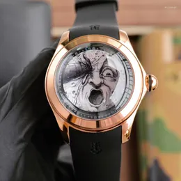 Bilek saatleri Bubble Serisi 47mm Yüzen Tourbillon Mekanik Saat Moda ve Su Geçirmez Sınırlı Sürümle