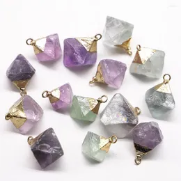 Pendant Necklaces Fashion Natural Stone Fluorite Pendants Cone Octahedron Quartz Crystal Gemstone Necklace Home Decoration Gift Wholesale