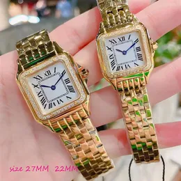 Luxury Watch Watch Watch Watch Square Watches Designer Watchs Diamond Watches Premium Quartz Ruch Rozmiar 27x27 22x22 Bransoletka ze stali nierdzewnej281e