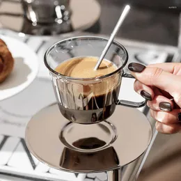 Vinglasglasögon glas silver skiva senior sense kaffekopp set kreativ mugg ljus lyx bra eftermiddag te latte drinkware