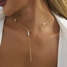 Hänge halsband faux pärla kvinnors halsband mode kreativ enkel trend gata stil smycken tillbehör