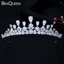 Hair Clips BeaQueen Sparkling Wedding Crown Diadem Tiara With Cubic Zirconia Elegant Pageant Party Accessories Jewelry For Woman H013