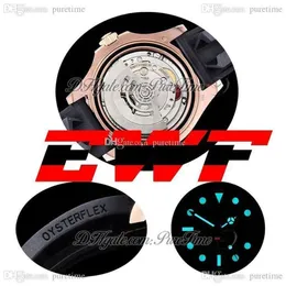 EWF YM 40mm 126655 A3235 Automatic Mens Watch Rose Gold Ceramics Bezel Black Dial 904L Steel Oysterflex Rubber Strap Super Edition287B