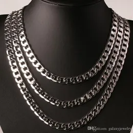YHAMNI Original 925 Silver Vintage Chain Necklace Men Jewelry 8mm Fashion Statement Necklace Full Side Necklace YN034275T