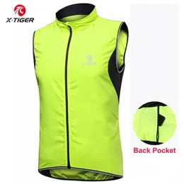 Cykeljackor X-Tiger Cycling Jacket Windproof MTB Bike Jacket Vest Outdoor Cycling Windbreaker ärmlös Rainproof Reflective Bike Clothing 231005