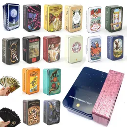 Utomhusspel Aktiviteter 24 Stil Tarot i Tin Box Gilded Edge för nybörjare Fortune Taling Game Card 78 Card Deck utsökta gåvor till vänner 230928