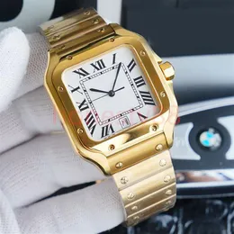 Square Watches 40mm Genève äkta rostfritt stål Mekaniska klockor Fall och armband Fashion Luxury Mens Watch Male Wristwatche253h