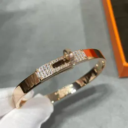 Luxus-Charm-Damen-Schmuck-Gold-Armband, klassisch, schlicht, Halbdiamant-Knopf-Design, modisch, vielseitig, Designer-High-End- und prächtiges Damen-Silberarmband