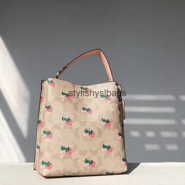 Torby na ramię designerskie torebki torebki na ramię skórzane torby krzyżowe Style kwiaty wiśniowe torba wiadra