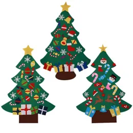 Decorações de natal 2021 ano porta parede pendurado decoração de natal crianças diy árvore de feltro com ornamentos crianças presentes231i