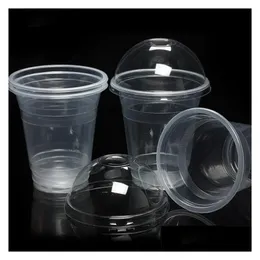 Other Drinkware 360Ml Cup With Cap Hard Plastic Disposable Food Fruits Juice Transparent Large Capacity T2I223 Drop Delivery Home Ga Ot0Q1