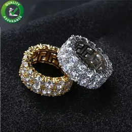 Hip Hop Iced Out Ring Micro Pave CZ Stone Tennis Ring Men Women Charm Luxury Jewelry Crystal Zircon Diamond Gold Silver Plated Wed203m