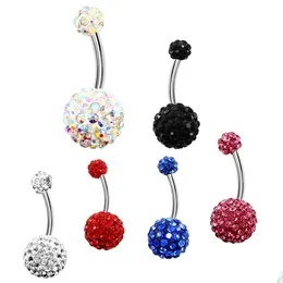 Navel Bell Button Rings 1Pc Crystal Steel Belly Piercings Navel Piercing Sexy Ear Earring Body Jewelry Round Ring Drop Delivery Dhegn