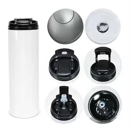 미국 지역 창고 20oz 정규 승화 텀블러 스트레이트 스키니 텀블러 1 in 1 뚜껑이있는 Sippy Lid Stainless ST2402