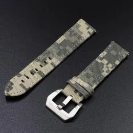 Titta på band Onthelevel Canvas Waterproof Strap 20 22mm Military Camouflage Watchband för med rostfritt stål spänne #D301R