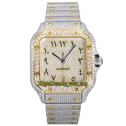 2022 TWF 20006 pavé di diamanti ETA A2824 orologio automatico da uomo completamente ghiacciato con diamanti bicolore in oro quadrante arabo interruttore rapido in acciaio B206V