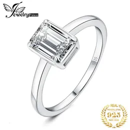 Bröllopsringar smycken D färg 1ct Emerald Cut 925 Sterling Silver Solitaire Ring for Woman Yellow Rose Gold Plated 230928