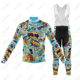 Ensembles de maillots de cyclisme Ensemble de manches longues pour hommes VTT Vêtements de vélo Maillot Ciclismo Hombre Vêtements de vélo 9DGEL Pantalon à bretelles Équipement de costume 230928