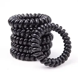 5cm Black Color Telephone Wire Cord Hair Tie Girls Kids Elastic Hairband Ring Rope Bracelet Stretchy240g