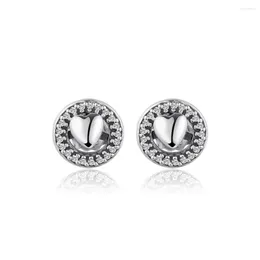 Stud Earrings Forever Hearts Sterling Silver Jewelry For Woman Make Up Valentine's Day Gift Fashion