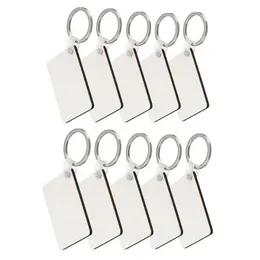 10pcs DIY Dikdörtgen Beyaz Boş MDF Anahtar Zincir Moda OEM Süblimasyon Ahşap Anahtar Halkalar Isı Pres Transferi Jewlery New262i