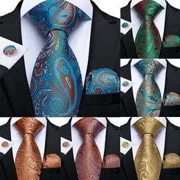 Bow Ties Mens Tie Turuncu Paisley Tasarım İpek Düğünü Erkekler için Parti İşleri 3 14 Kravat Hanky ​​Gravata Set Dibangu Sjt 7279 231005