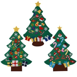 Decorações de natal 2021 ano porta parede pendurado decoração de natal crianças diy árvore de feltro com ornamentos crianças presentes2872