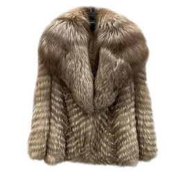 Womens Fur Faux High Quality Winter Warm Coat 100% Natural Jacket Real Coats Style Female Furry Outwear GT6255 230928