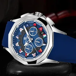 Orologi da polso NEVIS Orologio sportivo da uomo Orologio da polso al quarzo casual Luminoso quadrante con bandiera nautica Cinturino in silicone Orologio da lavoro maschile Reloj272C