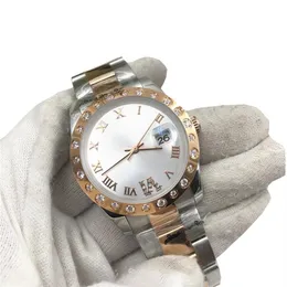 Top Mens Automatic Rome Watch Noctilucent Business Waterproof Luxury Watch Steel Diamond Strap Relogio Women 36MM235w
