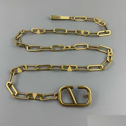Jewelry Belts Womens Designers Chains Fashion Luxury Designer Link Belt For Women Letter V Buckle Waist Chain Vintage Gold Waistband B Dhbz0
