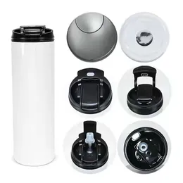 US Local warehouse 20oz regular sublimation tumbler straight skinny tumblers with black 2 in 1 lid carrying sippy lid stainless st2455