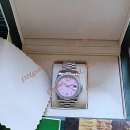 Good Watch Factory Pink Dial Automatic Movement 36mm Date Classic Ultra Thin Thin Crystal rostfritt stål Stål Män klockor WISTPATCHES Original Box