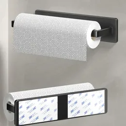 Toilet Paper Holders Paper Holder Adhesive Aluminum White Black Grey Wall Mount Kitchen Bathroom Cupboard Stand Toilet Paper Towel Roll Tissue Hanger 230927