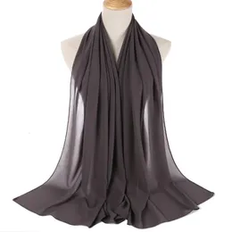 تصميمات الأوشحة العلامة التجارية عادية الفقاعة شيفون وشاح النساء الحجاب التفاف شالات ألوان صلبة الرأس الأوشحة.
