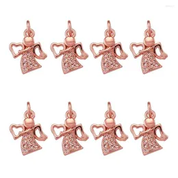 Anhänger Halsketten 10 Stück Umweltmessing Zirkonia Engel Charms Verbinder Anhänger für Schmuckherstellung DIY Damen Armband Roségold