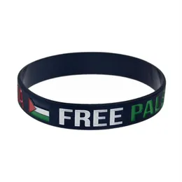 1 st Save Gaza Palestine Silicone Armband Bläck fylld med flagglogotyp svart och transparent färg247c