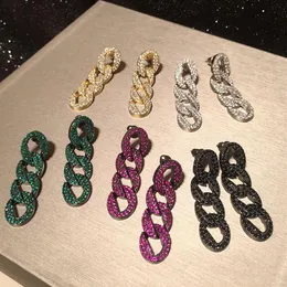 Primavera nuevo diseño Cuelga la oreja Micro incrustaciones de diamantes brillantes borlas de cadena larga pendientes de mujer pendientes de moda lujoso j2655