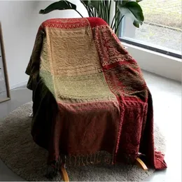 Battaniyeler Textile City Ins Retro Kanepe Dekor Havlu Mediterranean Nepal Ekose Patchwork Battaniye Ağır Kapak Yatak Yatağı 220x260cm 230928