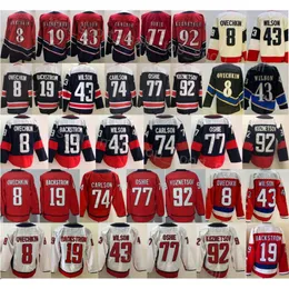 Erkekler buz hokeyi 77 tj oshie formaları ters retro 92 Evgeny Kuznetsov 74 John Carlson 8 Alex Ovechkin 19 Nicklas Backstrom 43 Tom Wilson Stadyum Serisi Spor Hayranları İçin