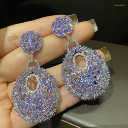 Dingle örhängen design lila kristall handgjorda högkvalitativa uttalanden modesmycken tillbehör för kvinnor