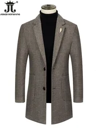 Herr ull blandar Highend Brand Boutique Men's Trench Coat SingleBreasted Slim Coat Business Casual Suit Collar Trench Coat Wool Jacket 231005