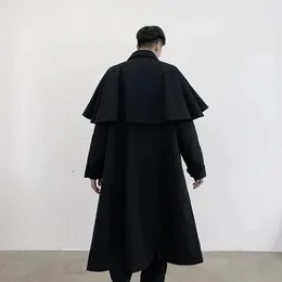 Męskie mieszanki wełny oryginalny projektant Longstyle Trench Płaszcz Osobowość Cape Show Fashion Patru Man 231005