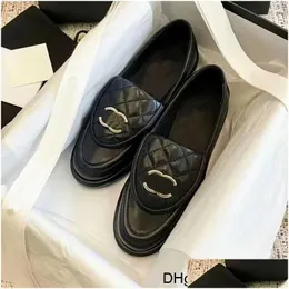 Dress Shoes Loafers 2023 Fall Fashion Leather Ringer All-Match Small High-Quality Womens Single Foot Metal Buckle Black Drop Deliver