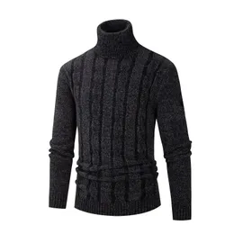 Мужские свитера в зимнем стиле, повседневная трикотажная одежда с высоким воротом, удобный теплый свитер среднего возраста 231005