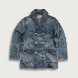 Men's Jackets Denim Jacket Shawl Collar Multi-pockets Double Breasted Pea Coat Military Safari Style Spring Autumn Vintage Clothes