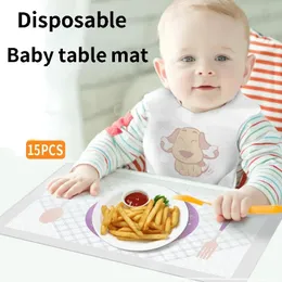 Bibs Burp Cloths 15pcs/bag Portable Disposable Baby Eat Table Mat Water And Oil Proof Baby Tablecloth Children's Outdoor Camping Dining Chair Mat 231006